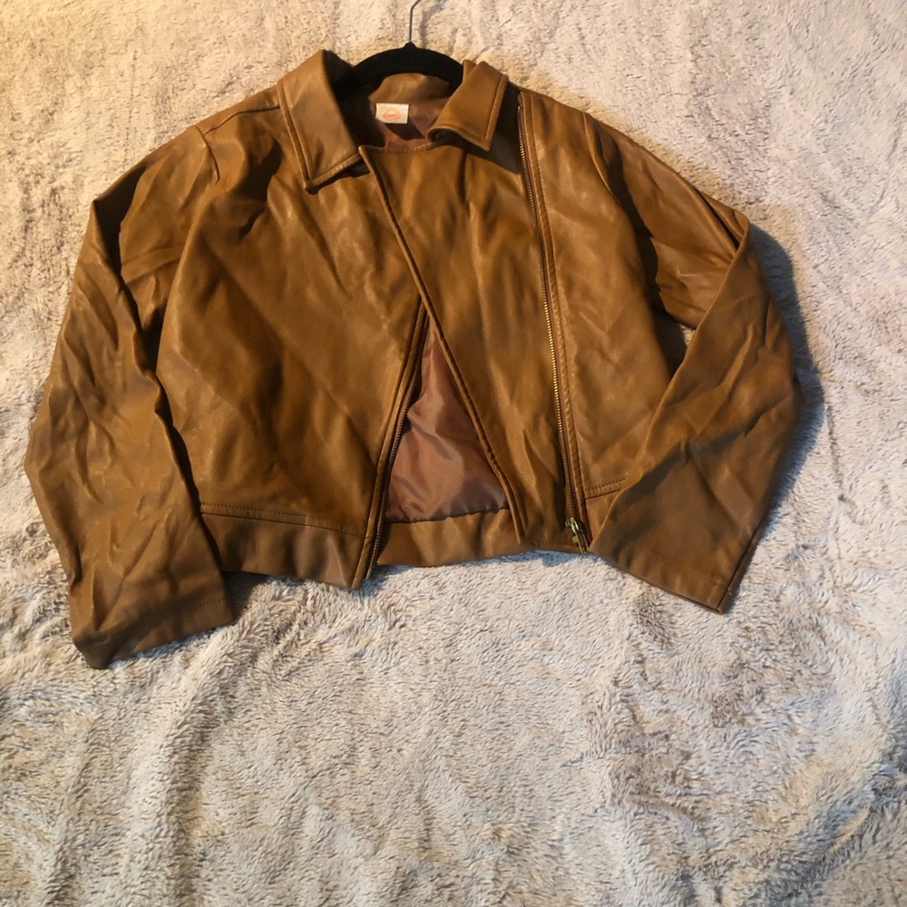 WONDER NATION Girls Large Brown Long Sleeve Cropped Jacket